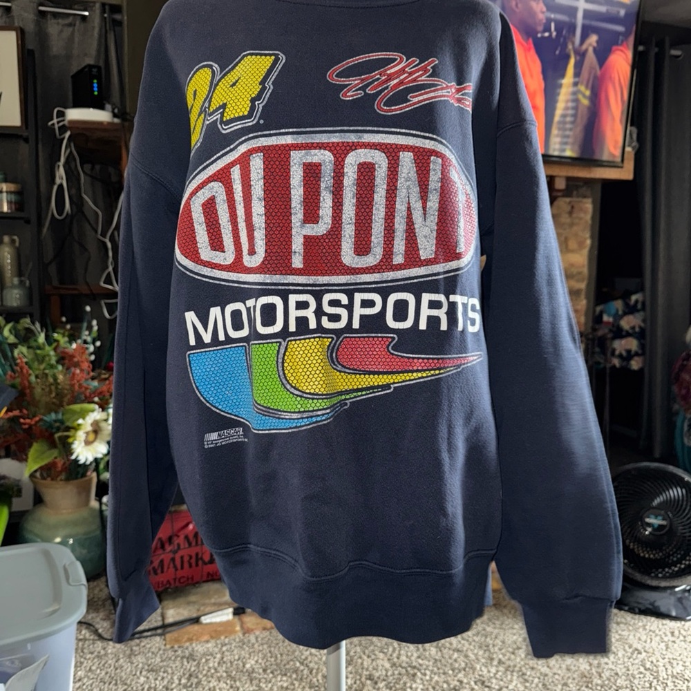 Vintage Jeff Gordon Chase Authentics Navy DuPont Motorsports Crewneck Sweatshirt
